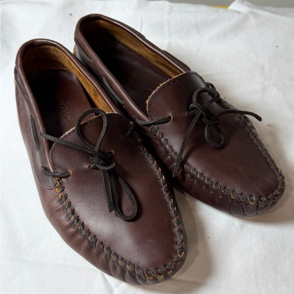 Minnetonka Size 10 Genuine Leather Rich Brown Slip On Driver Loafer Shoes main image 12